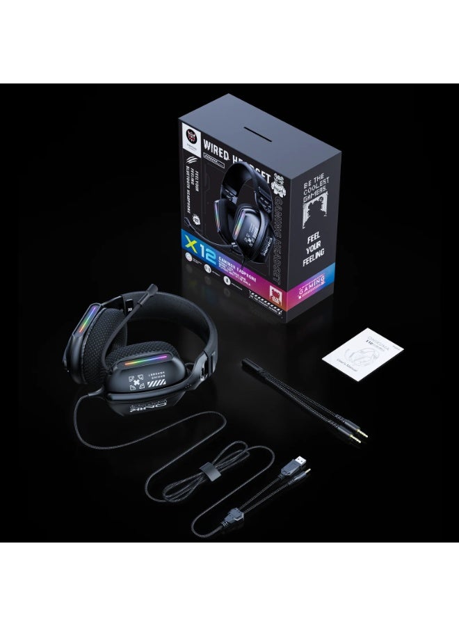 onikuma X12 RGB  Gaming Headsets - 40MM Drivers 3D Surround Sound & Competitive Performance - Image 2